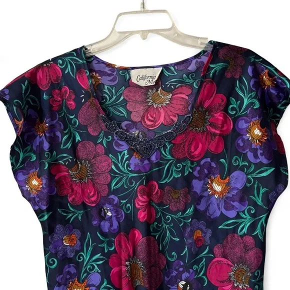 Vintage California Miss Floral Satin Nightgown - Picture 2 of 4